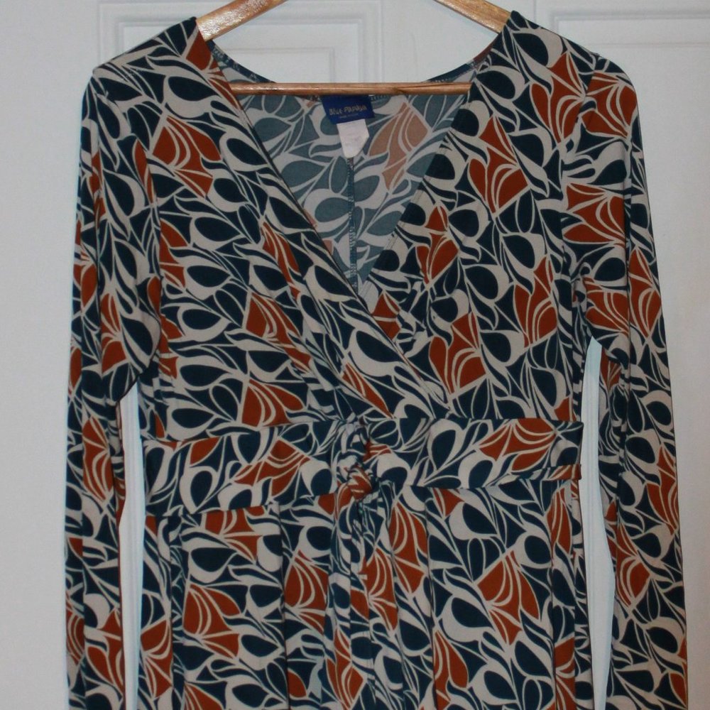 LIMTED TIME SAVE Vintage Blue Papaya Dress Size L(Turquoise, Gold, Beige)